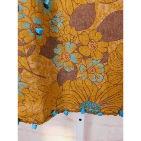 Susan Graver Floral Skirt Small Yellow Blue Boho - Picture 4 of 9